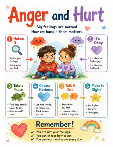 Anger and Hurt I Educational Poster I Classroom Decor