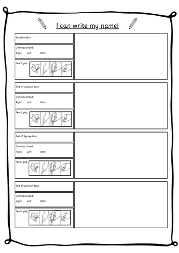 I can write my name and numbers tracking template