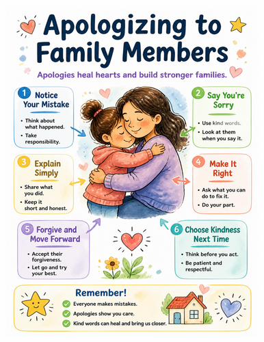 Apologizing to Family Members I Educational Poster I Classroom Decor