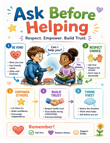 Ask Before Helping I Educational Poster I Classroom Decor