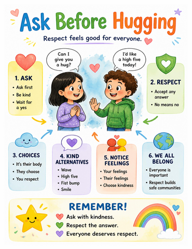 Ask Before Hugging I Educational Poster I Classroom Decor