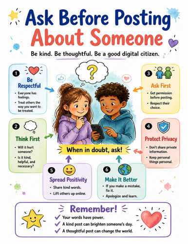 Ask Before Posting About Someone I Educational Poster I Classroom Decor