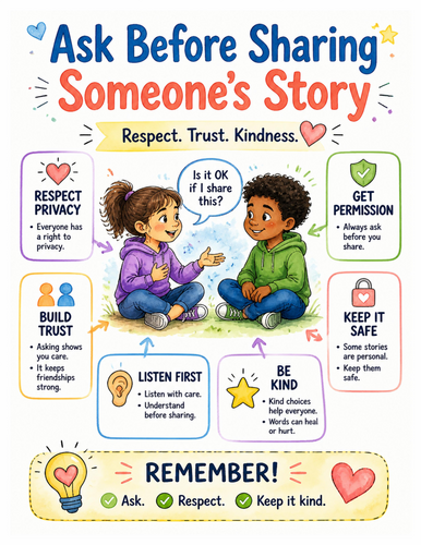 Ask Before Sharing Someone’s Story I Educational Poster I Classroom Decor