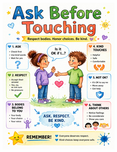 Ask Before Touching I Educational Poster I Classroom Decor