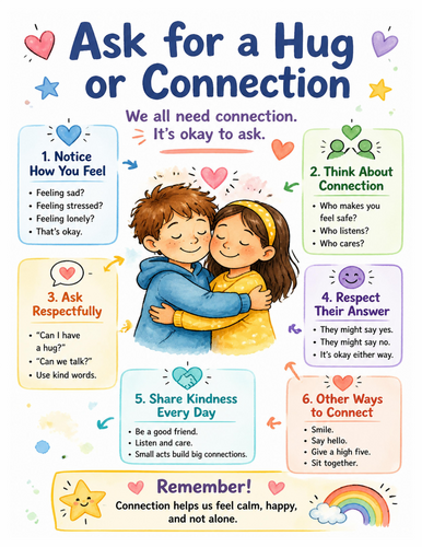 Ask for a Hug or Connection I Educational Poster I Classroom Decor
