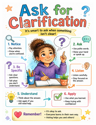 Ask for Clarification I Educational Poster I Classroom Decor
