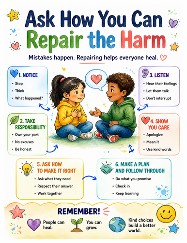 Ask How You Can Repair the Harm I Educational Poster I Classroom Decor