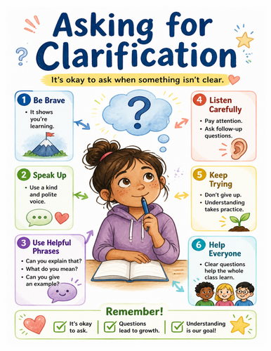 Asking for Clarification I Educational Poster I Classroom Decor