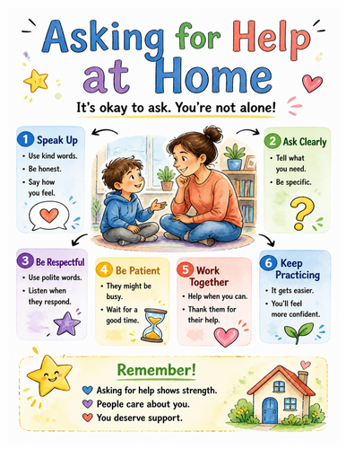 Asking for Help at Home I Educational Poster I Classroom Decor