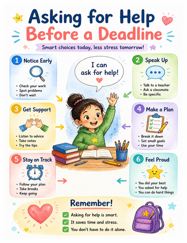 Asking for Help Before a Deadline I Educational Poster I Classroom Decor