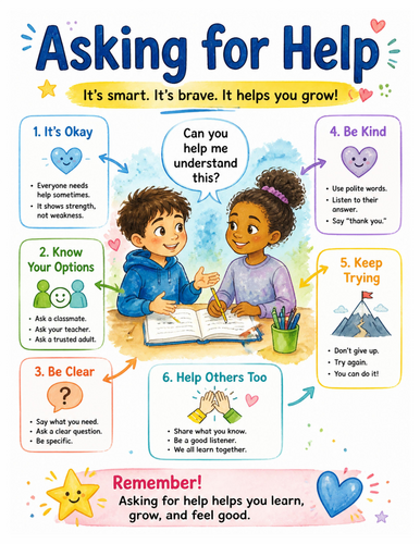 Asking for Help I Educational Poster I Classroom Decor