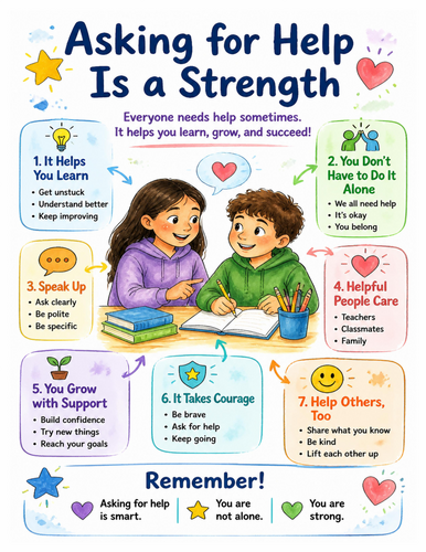 Asking for Help Is a Strength I Educational Poster I Classroom Decor