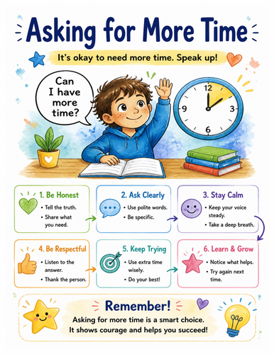 Asking for More Time I Educational Poster I Classroom Decor