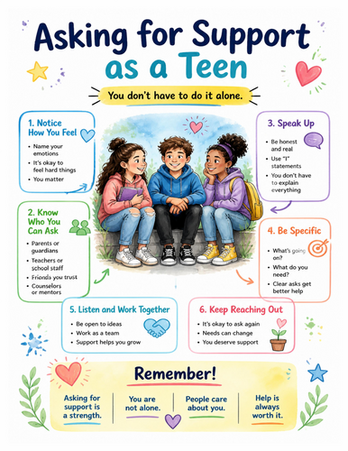 Asking for Support as a Teen I Educational Poster I Classroom Decor
