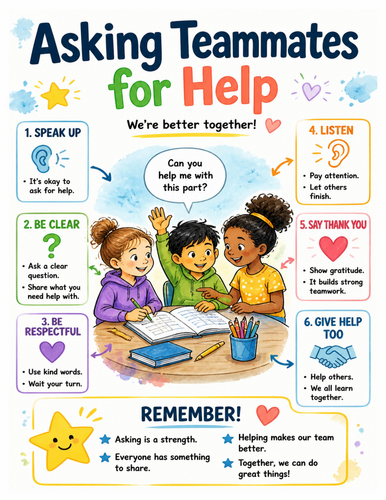 Asking Teammates for Help I Educational Poster I Classroom Decor
