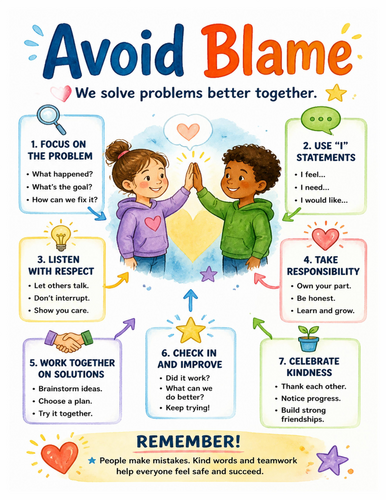 Avoid Blame I Educational Poster I Classroom Decor