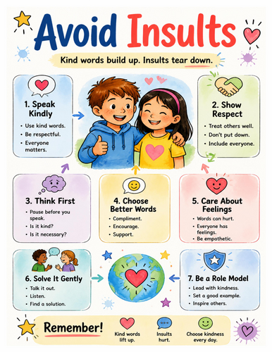 Avoid Insults I Educational Poster I Classroom Decor