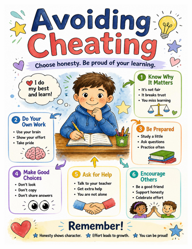Avoiding Cheating I Educational Poster I Classroom Decor