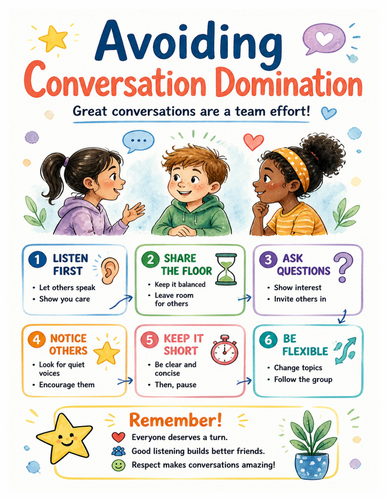 Avoiding Conversation Domination I Educational Poster I Classroom Decor