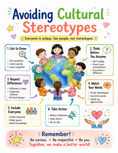 Avoiding Cultural Stereotypes I Educational Poster I Classroom Decor