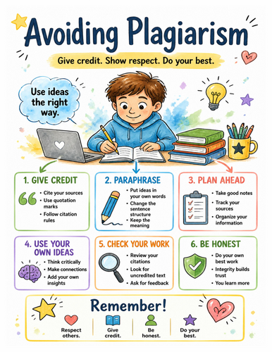 Avoiding Plagiarism I Educational Poster I Classroom Decor