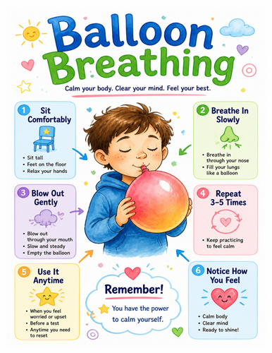 Balloon Breathing I Educational Poster I Classroom Decor