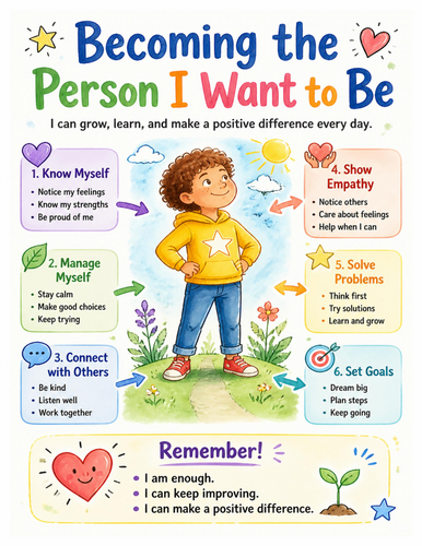 Becoming the Person I Want to Be I Educational Poster I Classroom Decor