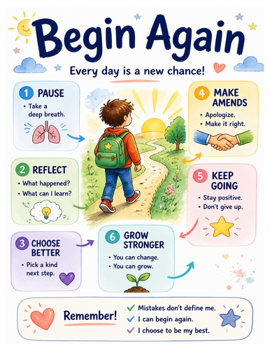 Begin Again I Educational Poster I Classroom Decor