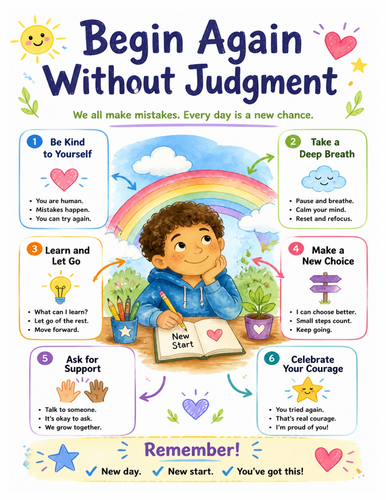 Begin Again Without Judgment I Educational Poster I Classroom Decor