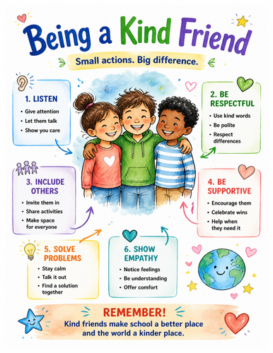 Being a Kind Friend I Educational Poster I Classroom Decor