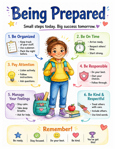 Being Prepared I Educational Poster I Classroom Decor