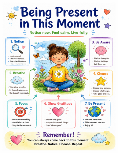 Being Present in This Moment I Educational Poster I Classroom Decor