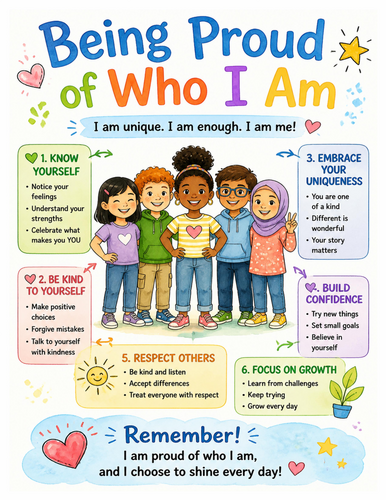 Being Proud of Who I Am I Educational Poster I Classroom Decor