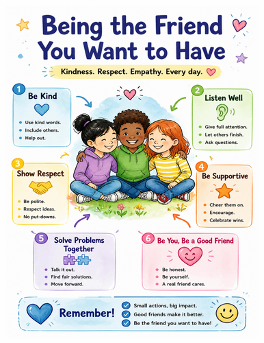 Being the Friend You Want to Have I Educational Poster I Classroom Decor