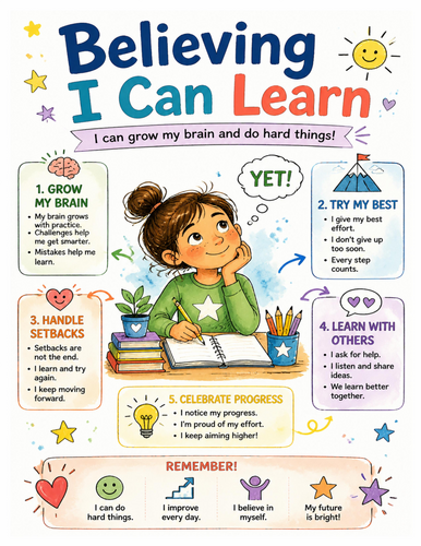 Believing I Can Learn I Educational Poster I Classroom Decor