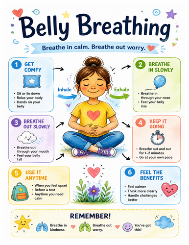 Belly Breathing I Educational Poster I Classroom Decor
