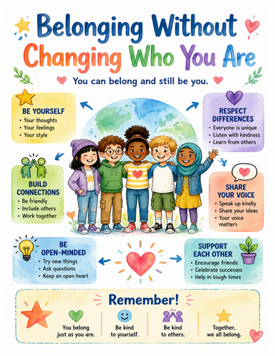 Belonging Without Changing Who You Are I Educational Poster I Classroom Decor