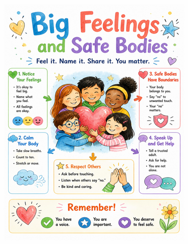 Big Feelings and Safe Bodies I Educational Poster I Classroom Decor