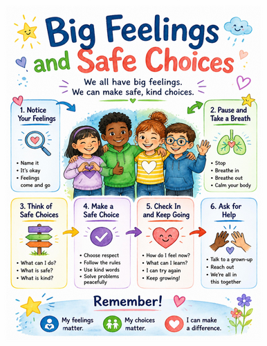 Big Feelings and Safe Choices I Educational Poster I Classroom Decor