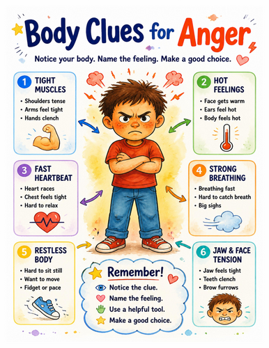 Body Clues for Anger I Educational Poster I Classroom Decor