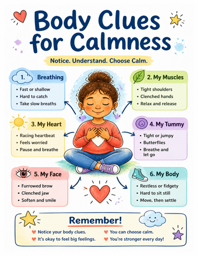 Body Clues for Calmness I Educational Poster I Classroom Decor