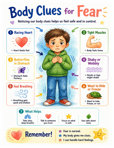 Body Clues for Fear I Educational Poster I Classroom Decor
