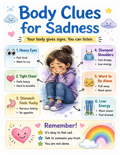 Body Clues for Sadness I Educational Poster I Classroom Decor