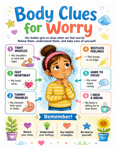 Body Clues for Worry I Educational Poster I Classroom Decor
