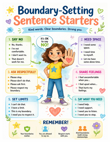 Boundary-Setting Sentence Starters I Educational Poster I Classroom Decor