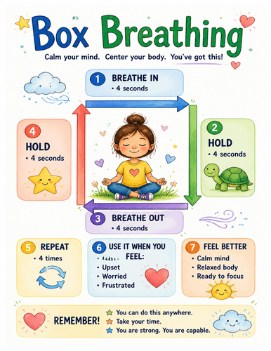 Box Breathing I Educational Poster I Classroom Decor