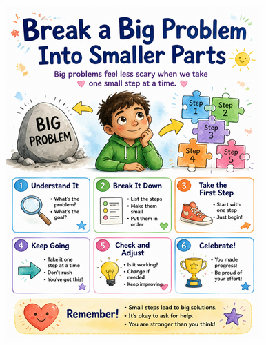 Break a Big Problem Into Smaller Parts I Educational Poster I Classroom Decor