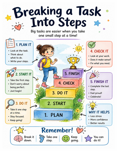 Breaking a Task Into Steps I Educational Poster I Classroom Decor