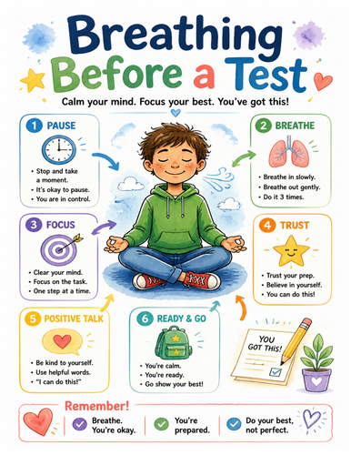 Breathing Before a Test I Educational Poster I Classroom Decor