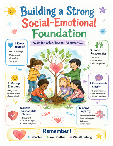 Building a Strong Social-Emotional Foundation I Educational Poster I Classroom Decor